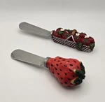 2 Vintage Strawberry Theme Handled Butter/cheese Spreader Knives Unique Items. Fixed Price $12.00.