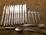 Oneida Stainless Steel Flatware Roseanne Mixed Lot For Teaspoon Knife 24 Aet. Fixed Price $24.95.