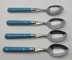 Interpur INR33 Korea Blue Plastic Handle Stainless Set 4 Soup Spoons Free Ship. Fixed Price $20.00.