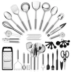 E-far Stainless Steel Kitchen Utensils Set, 39-PIECE Cooking With. Fixed Price $62.76.