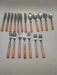 19 Pc Rare Washington Forge Mardi Gras Flatware Stainless Steel Peach Handles. Fixed Price $45.00.