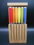 Fiesta Knife Set Of 6 Steak Knives Multicolor Stainless Steel Wood Block. Fixed Price $49.99.