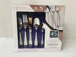 Mikasa Bravo Satin 45-PIECE Service For 8 Flatware Set- New/box Damage. Fixed Price $189.00.