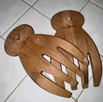 Totally Bamboo Wooden Salad Hands Serving Forks Solid Kitchen Utensil. Fixed Price $19.00.