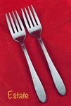 2 Oneida Community Estate Salad Forks Satin Stainless Mono Retired. Fixed Price $35.00.