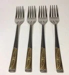 Inoxpran INX1 Dessert Salad Forks Stainless Gold Tone Accents 7 Inch Set Of 4. Fixed Price $19.99.