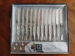 Mikasa Bravo Premium Stainless Steel Steak Knives Set Of 12 New Box. Fixed Price $34.99.