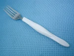 Cutco CUE3 Pearl White Handle Salad Fork 7 3/8" Usa Stainless Flatware. Fixed Price $48.95.