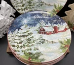 Certified International "silent Night" Susan Winget 11" Dinner Plates (set Of 2). Fixed Price $29.99.