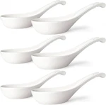 Asian Soup Spoons Set Of 6, Ceramic Chinese 7 Inch Japanese Fo. Fixed Price $30.79.