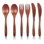 Bohuiz 6 Pcs Wooden Utensils Eating, Spoon Fork Cutlery Set.... Fixed Price $12.96.