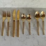 Trocadero, Korea Floral Gold-plated Stainless Flatware 8 Pieces. Fixed Price $28.00.