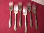 Set Of 6 Simeon George Rogers Oneida Encore Silverplate Salad Forks 1/8". Fixed Price $19.34.