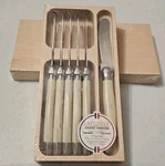Laguiole Andre Verdier Set Of 6 Stainless Steel Butter Knives With Ivory.... Fixed Price $50.00.