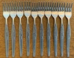 10 Cocktail/seafood Forks - Island Queen (stainless,floral) By Hull Roses. Fixed Price $15.99.
