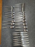 Hampton Silversmiths HSV74 Bands Set Of 31, Knives, Forks, Spoons Excellent!!!. Fixed Price $300.00.