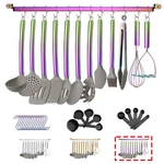 Cooking Utensils Set With Rack Cookware Kitchen Tools Rainbow 38 Pcs Homquen. Fixed Price $43.15.