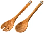 Berard Acero Olive Wood Salad Server Set 12" Spoon Fork Made France. Fixed Price $44.00.