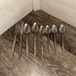 Lifetime LCU19 Stainless Dinner Fork Knife Spoons Set Of 8 Japan Floral Print. Fixed Price $24.99.