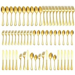 Gold Silverware Set For 12, Compralo 60 Pieces Stainless Steel Shiny Fla.... Fixed Price $51.76.