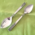 Interpur Stainless Cortina Pattern 2 Teaspoons Japan Black Accent Textured 6 1/8. Fixed Price $6.99.