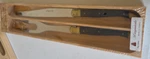 Jean Dubost Laguiole Knife & Fork Carving Set Stainless France Ebony Brass. Fixed Price $30.00.