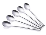 Korean Handled Soup Spoon, Pack Of 5,BAR Spoons Long,silver,set. Fixed Price $21.01.