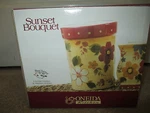 New,oneida Kitchen Set,utensil& Napkin Holder,hand Painted Floral Sunset Bouquet. Fixed Price $19.99.