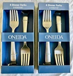 Set Of 8 Oneida Satin Stainless Steel Everdine Dinner Forks New Box. Fixed Price $17.10.
