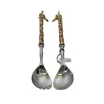 John Home Giraffe Salad Servers Gold Tone Metal Stainless Steel Serving Set. Fixed Price $200.00.