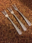 Royal Household Stainless RHH9 Ridges Scalloped 3 Cocktail Forks 5 7/8. Fixed Price $29.99.
