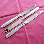 Oneida Camlynn Cleo 3 Dinner Knives Frost Handle Glossy Accents 9.5". Fixed Price $8.99.