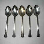 5 Large Spoons Del Mar 1881 Rogers Oneida Silverplate RG139 7 1/8TH Long. Fixed Price $15.99.