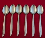 Lot Of 6 Vtg Castle Court CCS5 Stars &vines Starburst Stainless Teaspoons. Fixed Price $24.99.