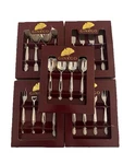Ginkgo Stainless Steel Silver Flatware Set Fork Spoon Knife Leaf Handle Glossy. Fixed Price $125.00.