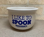 Ben & Jerry Like To Spoon Ceramic Ice Cream Bowl 2016 White Blue Made In Usa. Fixed Price $18.99.