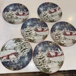 Certified International "silent Night" Susan Winget 11" Dinner Plates (set Of 6). Fixed Price $89.00.