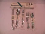 Estia Cascade Flatware 5 Piece Place Setting, Stainless Knife Forks Spoons New. Fixed Price $24.44.