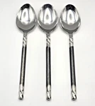 Pier Imports Stainless Soup Tablespoon Set 3 PII10 Twist Heel Black Accent Nla. Fixed Price $25.95.
