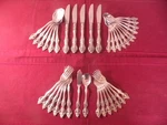 37 Pieces Rogers FBR13 Stainless Pierced Handle Spoons Forks Knives. Fixed Price $72.04.