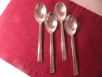 Set Of 4 Place Oval Soup Spoons Michael Lloyd MLL16 Stainless Flatware 7 1/2". Fixed Price $28.69.