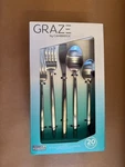 New Graze By Cambridge Kiki 20-PIECE Stainless Steel Satin Flatware Set,adult. Fixed Price $19.39.