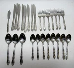 27 Pieces WLF2 Pattern Wesley Forge Stainless Flatware Spoons, Forks, Knives. Fixed Price $69.95.