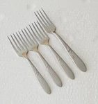 Utica Cutlery Co Stainless UTI9 3 Salad Forks And 1 Dinner Flower Glossy. Fixed Price $11.66.