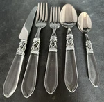 Vietri Aladdin Brilliant Clear Flatware 18/10 Stainless 5 Pc Place Setting New. Fixed Price $85.00.