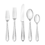 Hudson Essentials 60-PIECE Hammered 18/10 Stainless Steel Silverware Set, Ute.... Fixed Price $193.69.