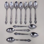 11PC Orleans Silver Stainless Korea Floral Teaspoons Vintage Flatware Set Table. Fixed Price $35.93.