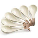 Lyeoboh 6 Pieces Asian Soup Spoons, Japanese Kitchen Large, White/brown. Fixed Price $32.26.