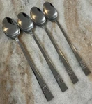 AMK14 Stainless By Armack Glossy, Single Flower Japan Mcm 4PC Iced Tea Spoons. Fixed Price $14.99.