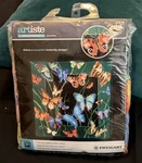 Needlepoint Kit Butterfly Design Pillow Kooler X14 Blue Green Gold. Fixed Price $22.99.
